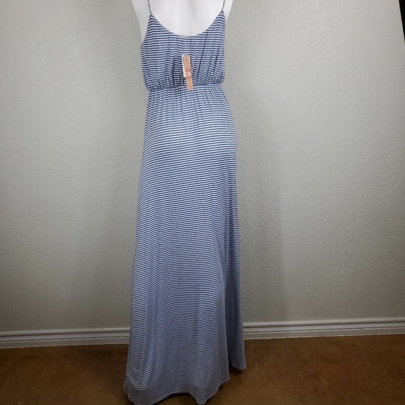 NWT Gianni Bini Blue White Striped V Neck Maxi Dress Size S - Picture 10 of 14
